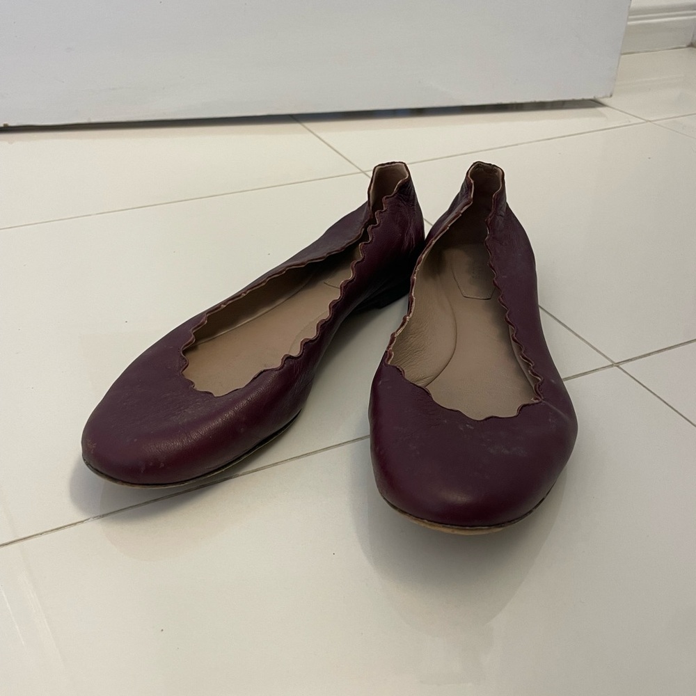 Chloe Ballet Flats in Burgundy